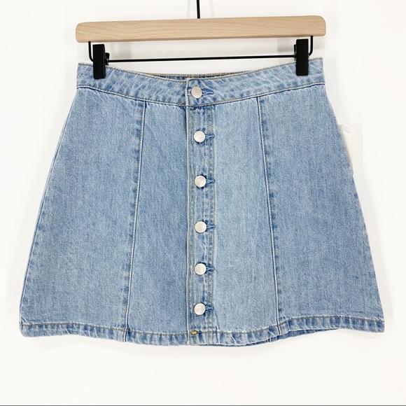 Pacsun Button Front A-line Denim Skirt Light Wash - Picture 3 of 8